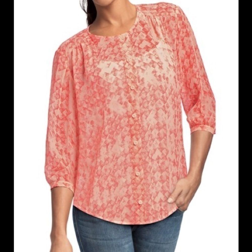 Cabi Salmon Emerson silk top blouse top medium